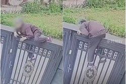 Cụ bà 92 tuổi an toàn trèo qua cổng viện dưỡng lão cao 2m15