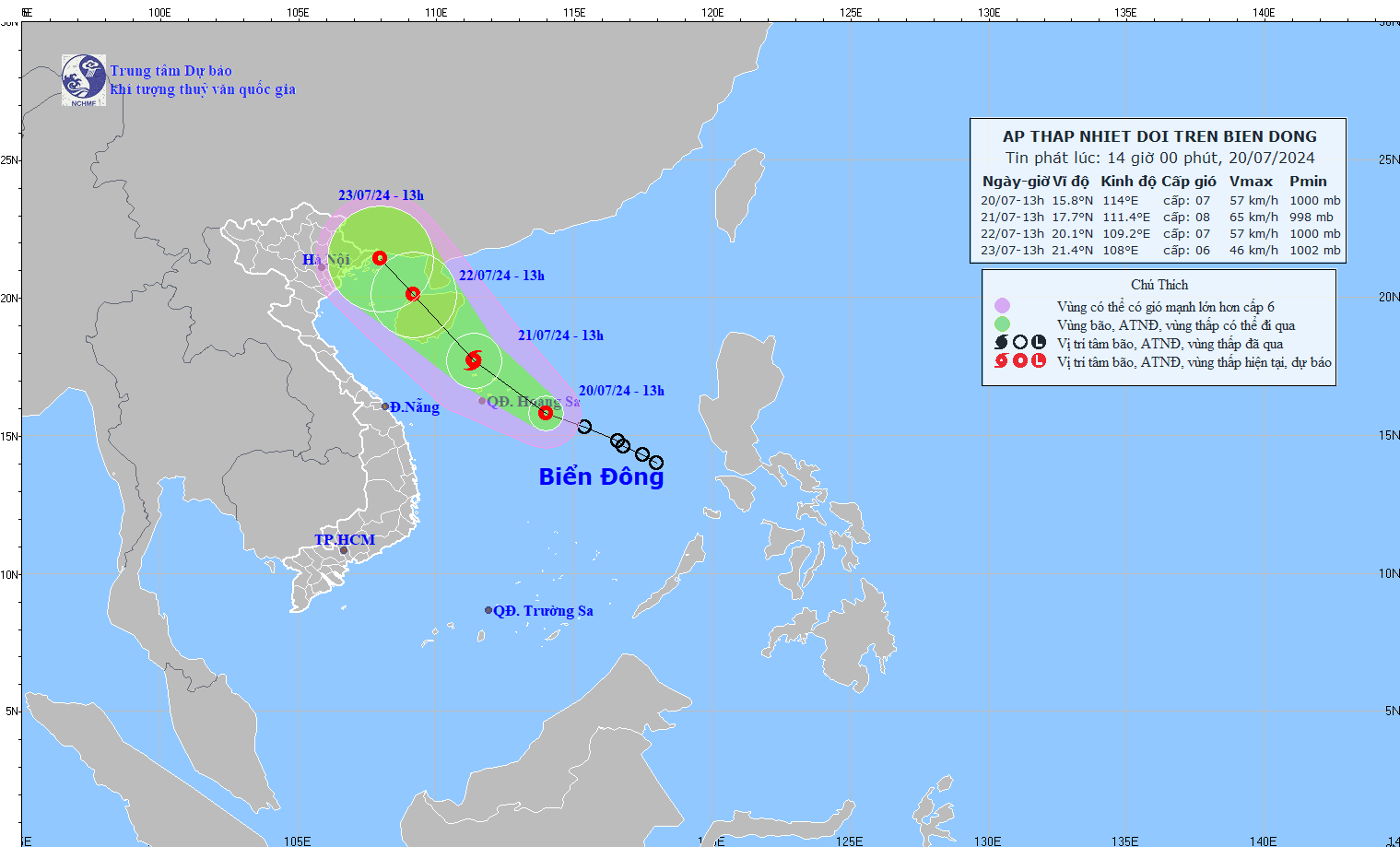 Dự báo áp thấp nhiệt đới: Khả năng mạnh thành bão và suy yếu trên trên vùng biển phía Đông khu vực Bắc Vịnh Bắc Bộ Dự báo áp thấp nhiệt đới: Khả năng mạnh thành bão và suy yếu trên trên vùng biển phía Đông khu vực Bắc Vịnh Bắc Bộ