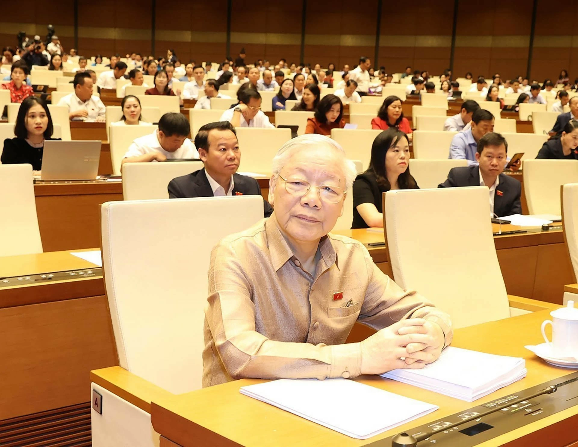 Sáng 7/11/2023, Tổng Bí thư Nguyễn Phú Trọng dự phiên chất vấn và trả lời chất vấn tại Kỳ họp thứ 6, Quốc hội khóa XV. (Nguồn: TTXVN) Sáng 7/11/2023, Tổng Bí thư Nguyễn Phú Trọng dự phiên chất vấn và trả lời chất vấn tại Kỳ họp thứ 6, Quốc hội khóa XV. (Nguồn: TTXVN)
