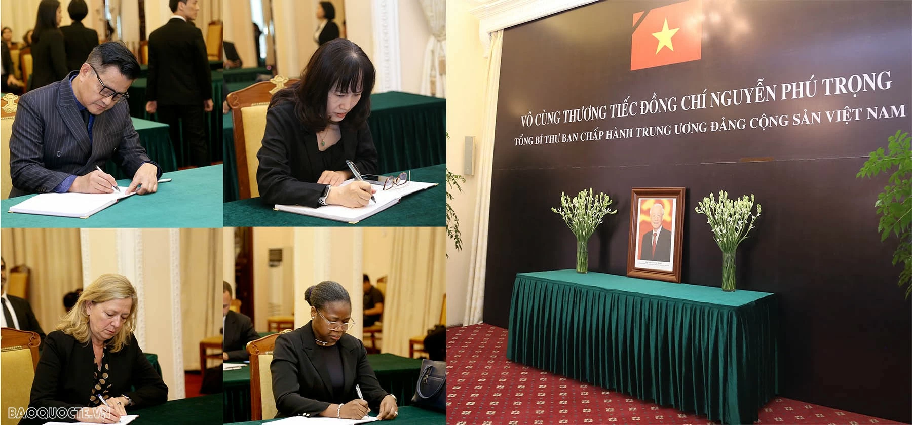 Đại sứ các nước, các tổ chức quốc tế đến viếng và viết sổ tang bày tỏ niềm tiếc thương Tổng Bí thư Nguyễn Phú Trọng Đại sứ các nước ghi sổ tang tưởng nhớ Tổng Bí thư Nguyễn Phú Trọng