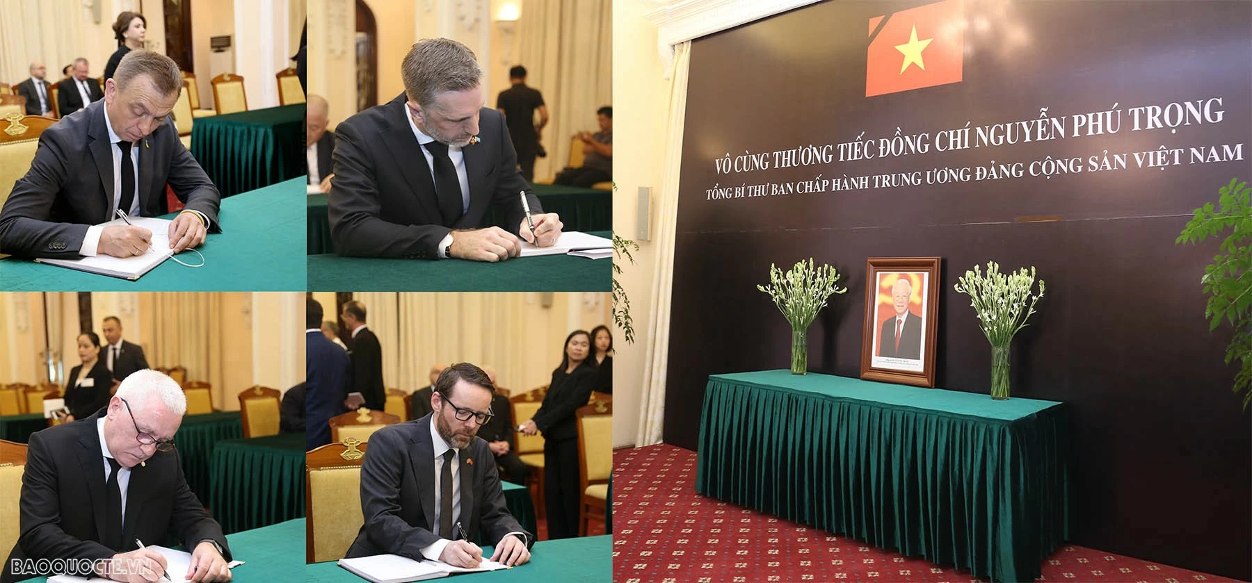 Đại sứ các nước, các tổ chức quốc tế đến viếng và viết sổ tang bày tỏ niềm tiếc thương Tổng Bí thư Nguyễn Phú Trọng Đại sứ các nước ghi sổ tang tưởng nhớ Tổng Bí thư Nguyễn Phú Trọng