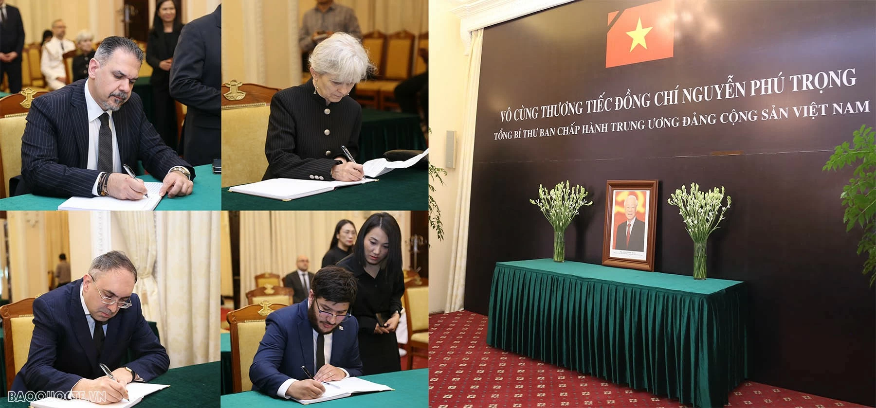 Đại sứ các nước, các tổ chức quốc tế đến viếng và viết sổ tang bày tỏ niềm tiếc thương Tổng Bí thư Nguyễn Phú Trọng Đại sứ các nước ghi sổ tang tưởng nhớ Tổng Bí thư Nguyễn Phú Trọng