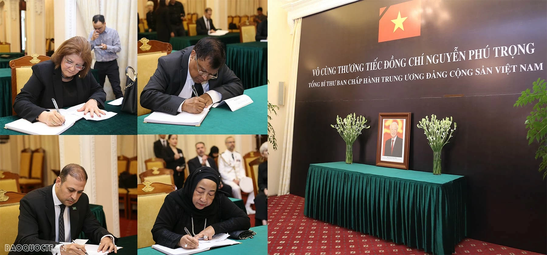 Đại sứ các nước, các tổ chức quốc tế đến viếng và viết sổ tang bày tỏ niềm tiếc thương Tổng Bí thư Nguyễn Phú Trọng Đại sứ các nước ghi sổ tang tưởng nhớ Tổng Bí thư Nguyễn Phú Trọng