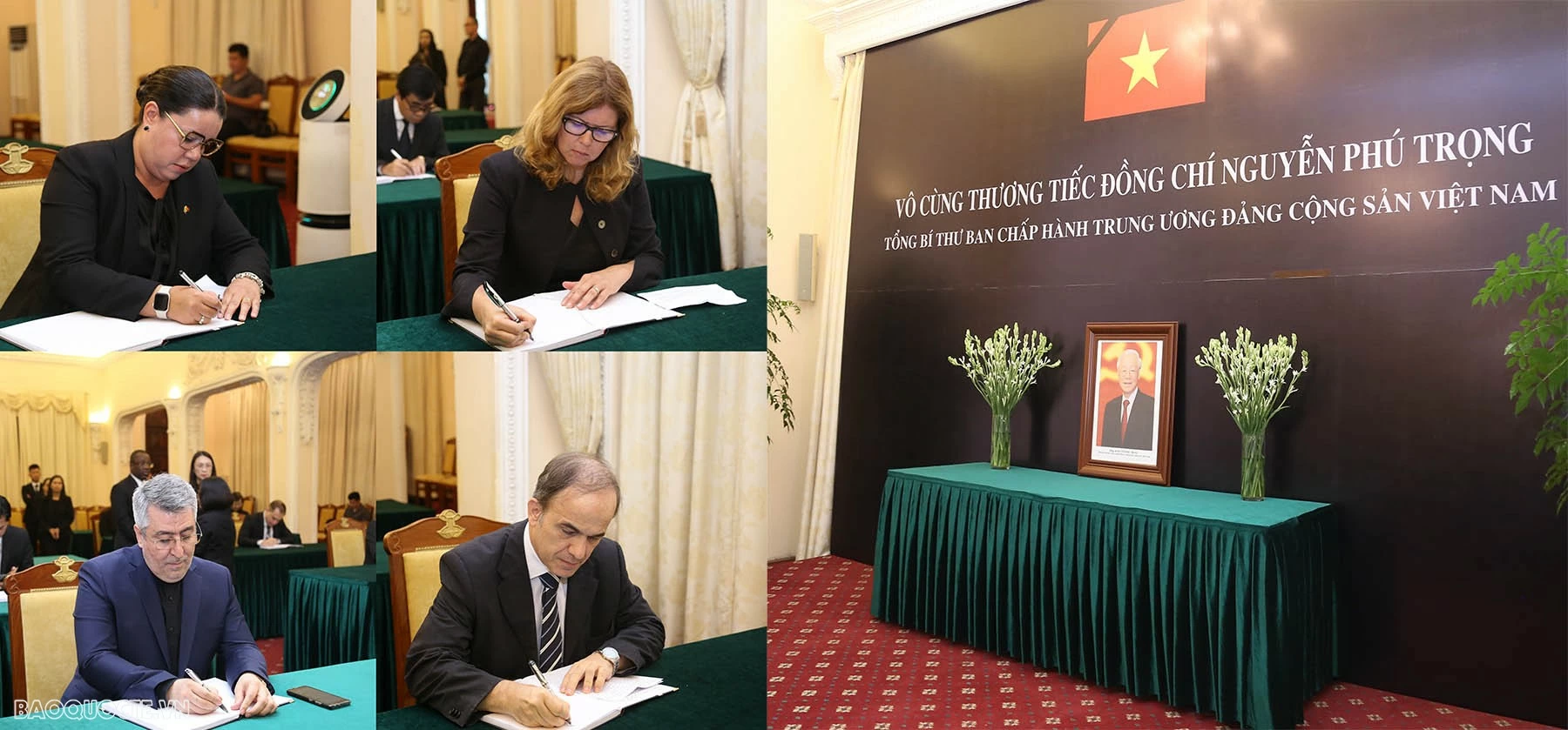 Đại sứ các nước, các tổ chức quốc tế đến viếng và viết sổ tang bày tỏ niềm tiếc thương Tổng Bí thư Nguyễn Phú Trọng Đại sứ các nước ghi sổ tang tưởng nhớ Tổng Bí thư Nguyễn Phú Trọng