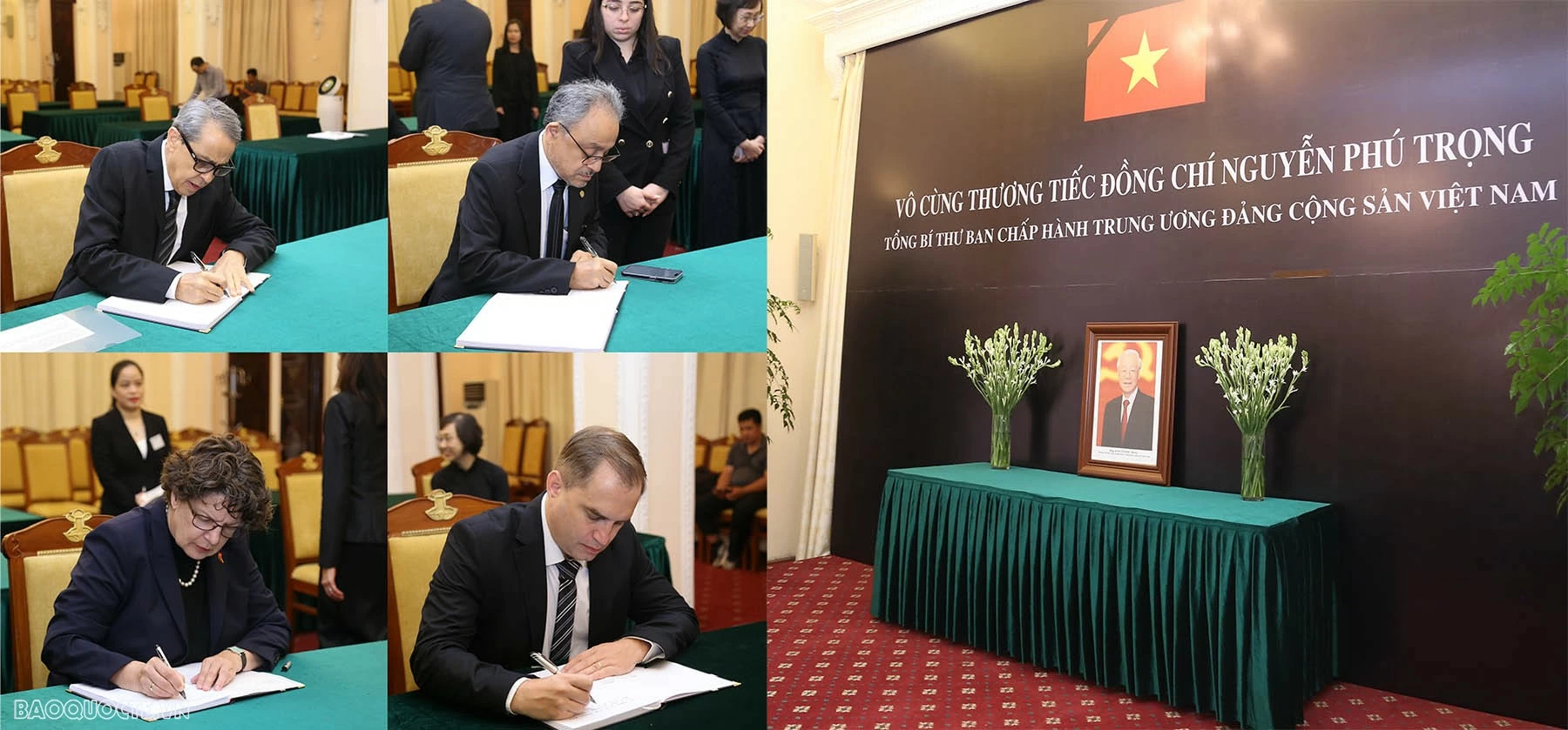 Đại sứ các nước, các tổ chức quốc tế đến viếng và viết sổ tang bày tỏ niềm tiếc thương Tổng Bí thư Nguyễn Phú Trọng Đại sứ các nước ghi sổ tang tưởng nhớ Tổng Bí thư Nguyễn Phú Trọng