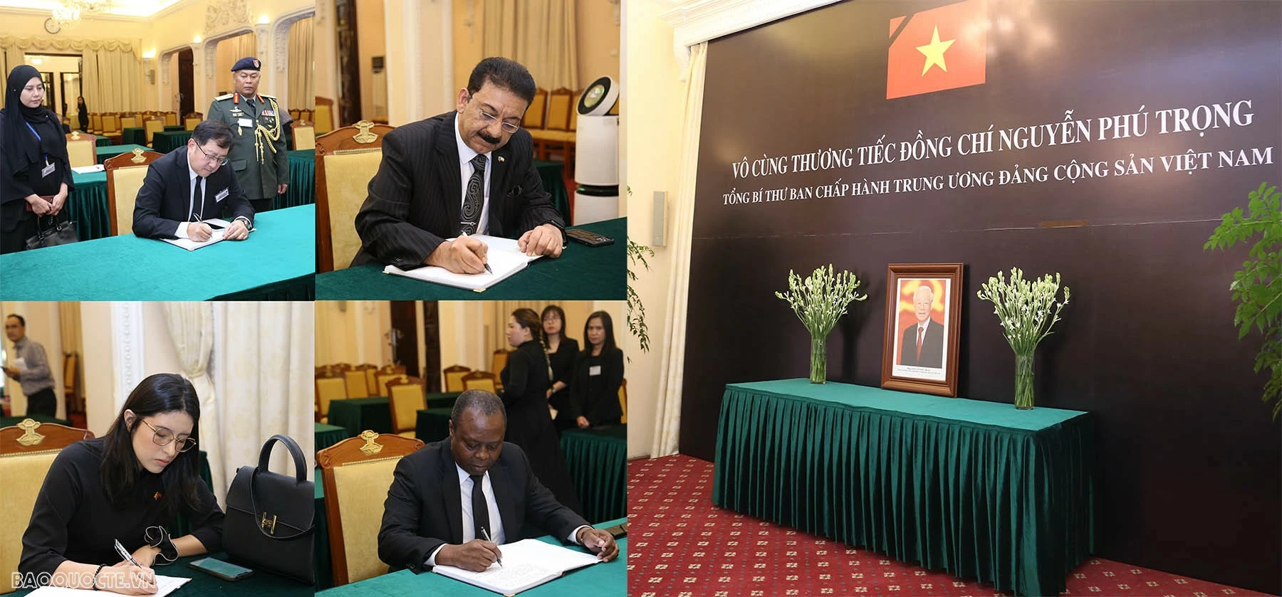 Đại sứ các nước, các tổ chức quốc tế đến viếng và viết sổ tang bày tỏ niềm tiếc thương Tổng Bí thư Nguyễn Phú Trọng Đại sứ các nước ghi sổ tang tưởng nhớ Tổng Bí thư Nguyễn Phú Trọng