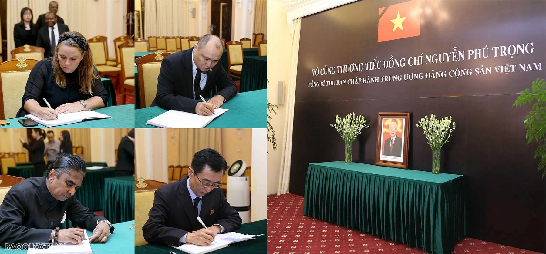 Đại sứ các nước, các tổ chức quốc tế đến viếng và viết sổ tang bày tỏ niềm tiếc thương Tổng Bí thư Nguyễn Phú Trọng Đại sứ các nước ghi sổ tang tưởng nhớ Tổng Bí thư Nguyễn Phú Trọng