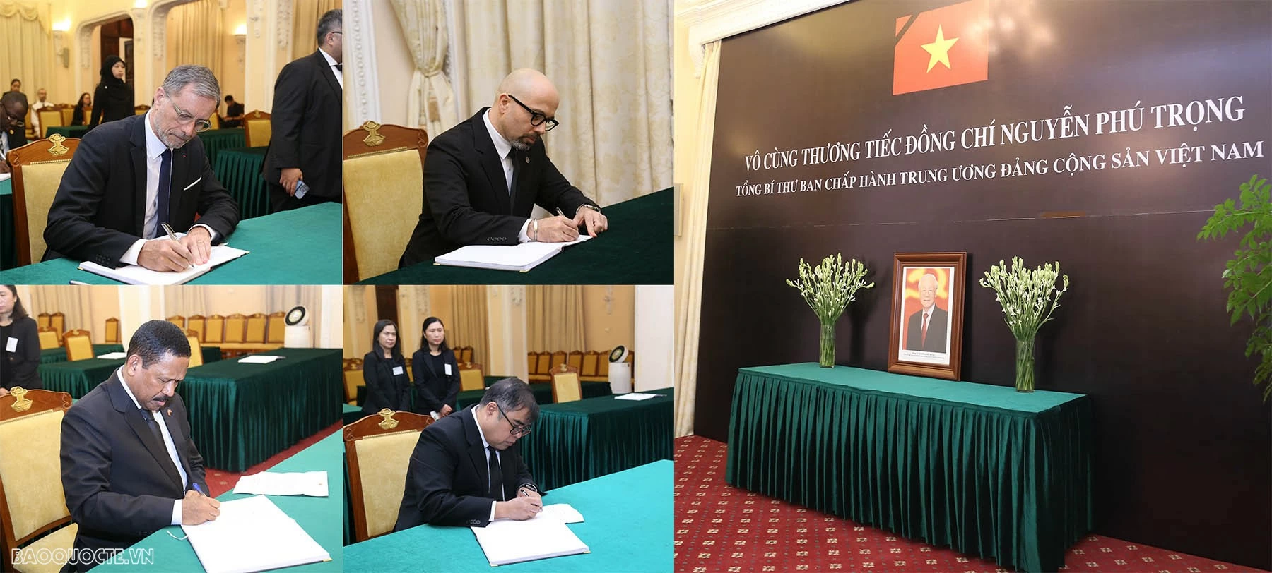 Đại sứ các nước, các tổ chức quốc tế đến viếng và viết sổ tang bày tỏ niềm tiếc thương Tổng Bí thư Nguyễn Phú Trọng Đại sứ các nước ghi sổ tang tưởng nhớ Tổng Bí thư Nguyễn Phú Trọng