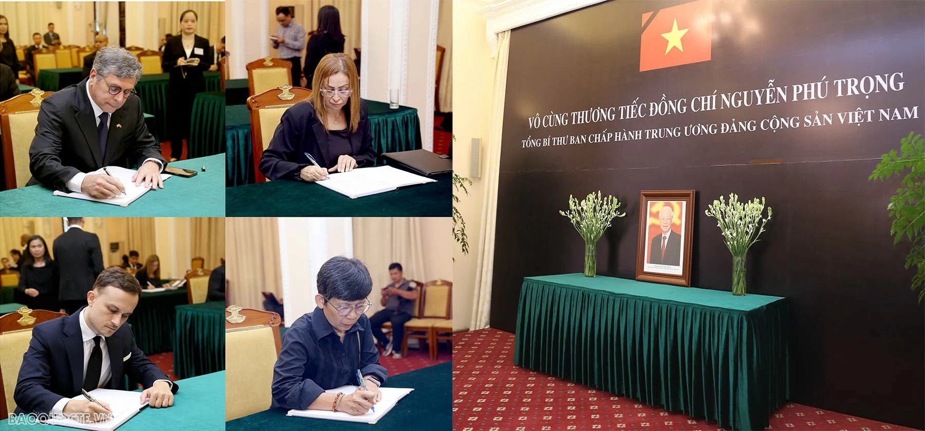 Đại sứ các nước, các tổ chức quốc tế đến viếng và viết sổ tang bày tỏ niềm tiếc thương Tổng Bí thư Nguyễn Phú Trọng Đại sứ các nước ghi sổ tang tưởng nhớ Tổng Bí thư Nguyễn Phú Trọng