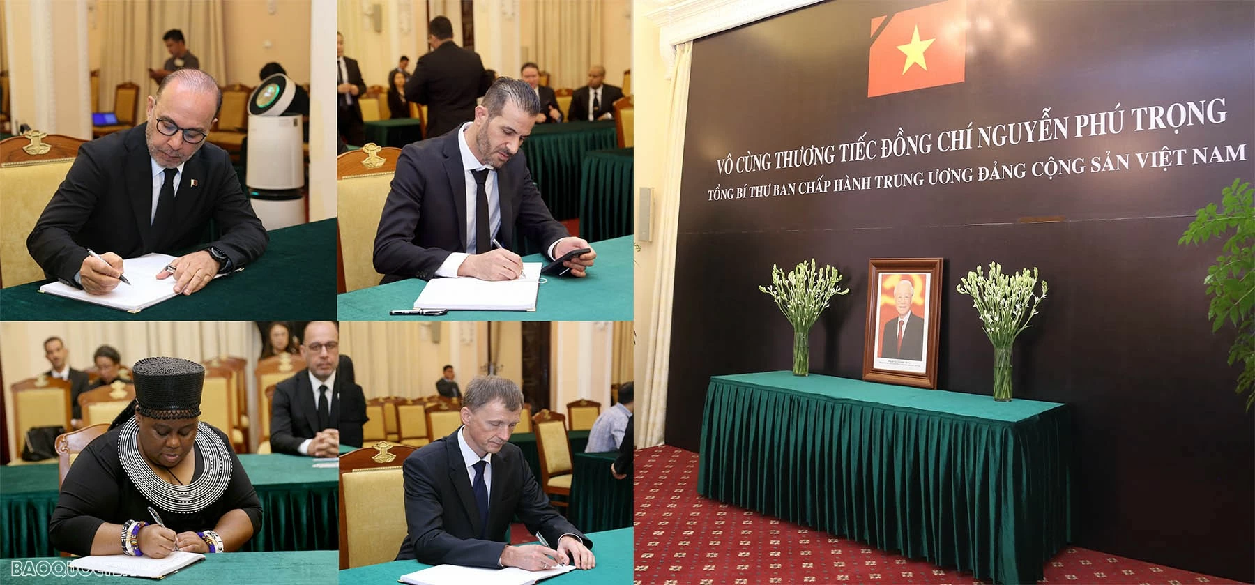 Đại sứ các nước, các tổ chức quốc tế đến viếng và viết sổ tang bày tỏ niềm tiếc thương Tổng Bí thư Nguyễn Phú Trọng Đại sứ các nước ghi sổ tang tưởng nhớ Tổng Bí thư Nguyễn Phú Trọng