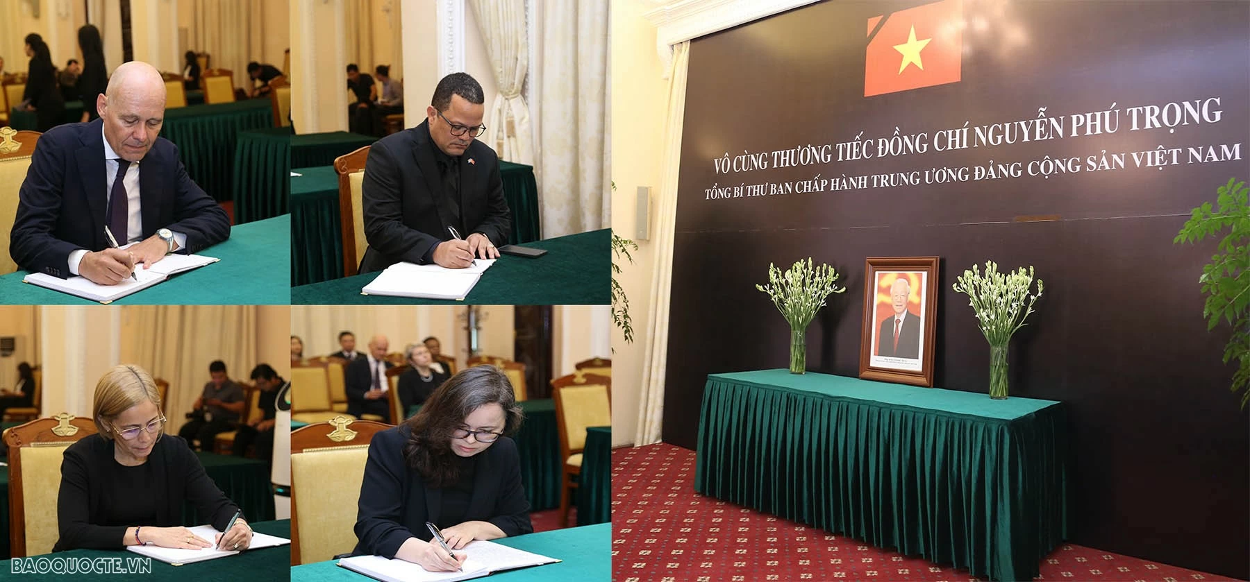 Đại sứ các nước, các tổ chức quốc tế đến viếng và viết sổ tang bày tỏ niềm tiếc thương Tổng Bí thư Nguyễn Phú Trọng Đại sứ các nước ghi sổ tang tưởng nhớ Tổng Bí thư Nguyễn Phú Trọng