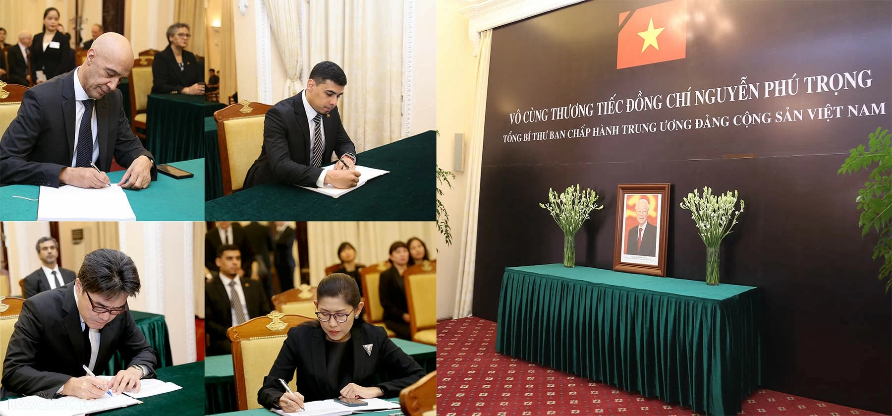 Đại sứ các nước, các tổ chức quốc tế đến viếng và viết sổ tang bày tỏ niềm tiếc thương Tổng Bí thư Nguyễn Phú Trọng Đại sứ các nước ghi sổ tang tưởng nhớ Tổng Bí thư Nguyễn Phú Trọng