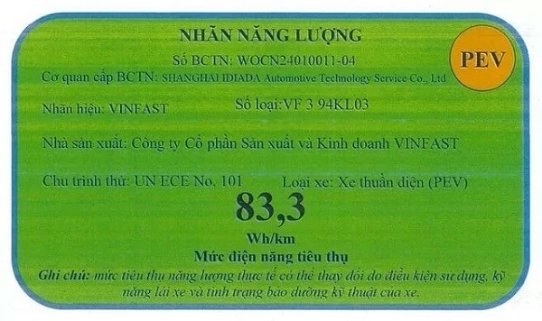 Mức tiêu thụ nhiên liệu của xe điện VinFast VF 3 vừa được công bố. Mức tiêu thụ nhiên liệu của xe điện VinFast VF 3 vừa được công bố.