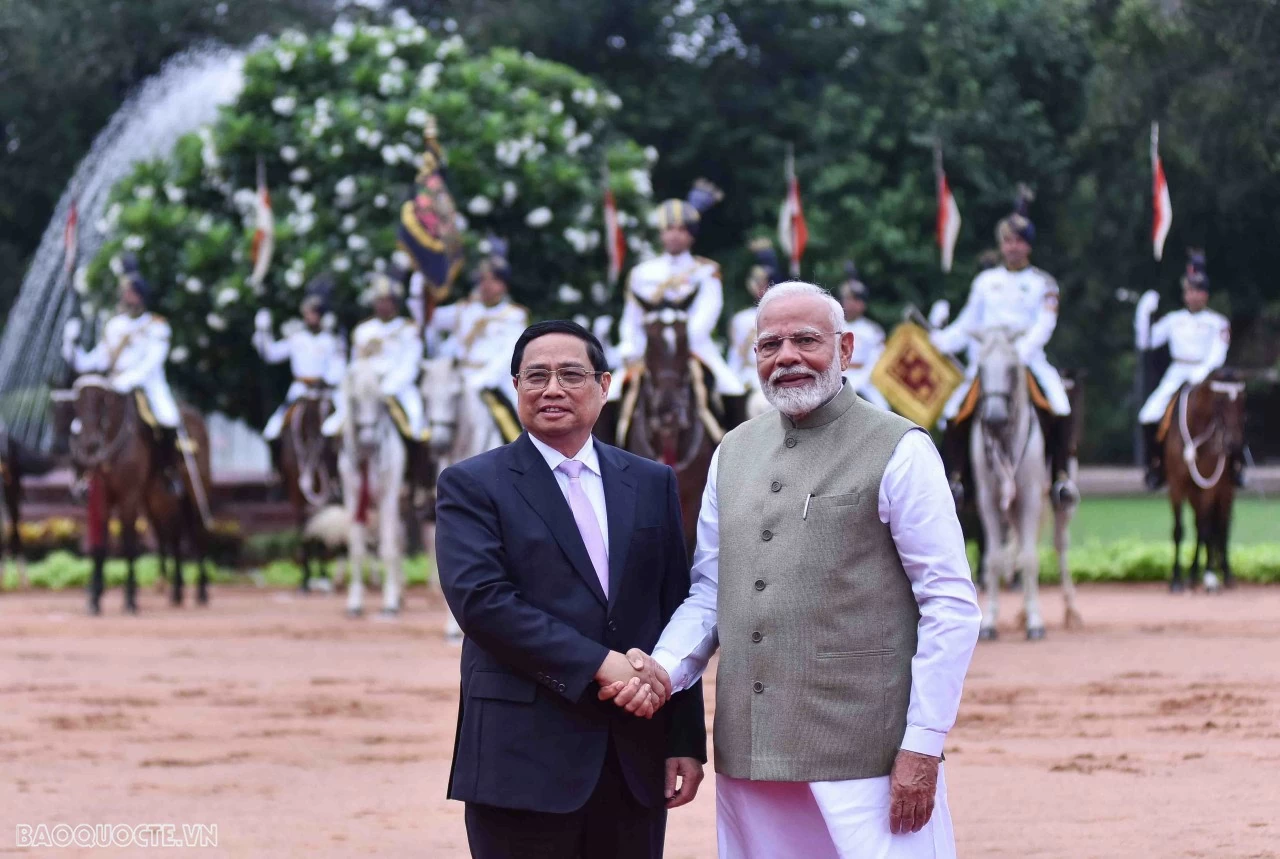 Lễ đón chính thức Thủ tướng Chính phủ Phạm Minh Chính tại Phủ Tổng thống Ấn Độ Lễ đón chính thức Thủ tướng Chính phủ Phạm Minh Chính tại Phủ Tổng thống Ấn Độ