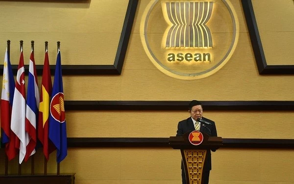 Tổng thư ký ASEAN, ông Kao Kim Hourn điểm qua các kết quả đạt được tại Hội nghị AMM-57. (Ảnh: ĐQ) Tổng thư ký ASEAN, ông Kao Kim Hourn điểm qua các kết quả đạt được tại Hội nghị AMM-57. (Ảnh: ĐQ)