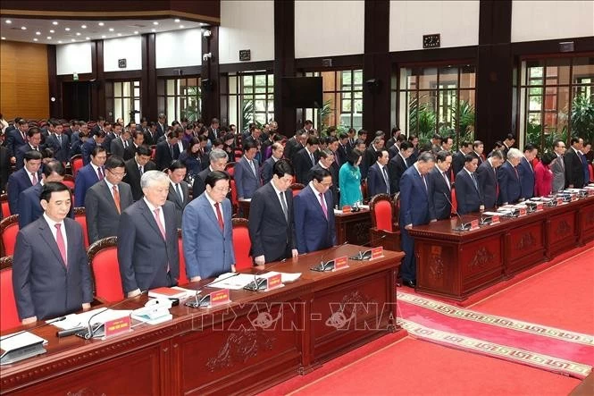 Hội nghị dành một phút mặc niệm Tổng Bí thư Nguyễn Phú Trọng. Ảnh: Trí Dũng - TTXVN Hội nghị dành một phút mặc niệm Tổng Bí thư Nguyễn Phú Trọng. Ảnh: Trí Dũng - TTXVN