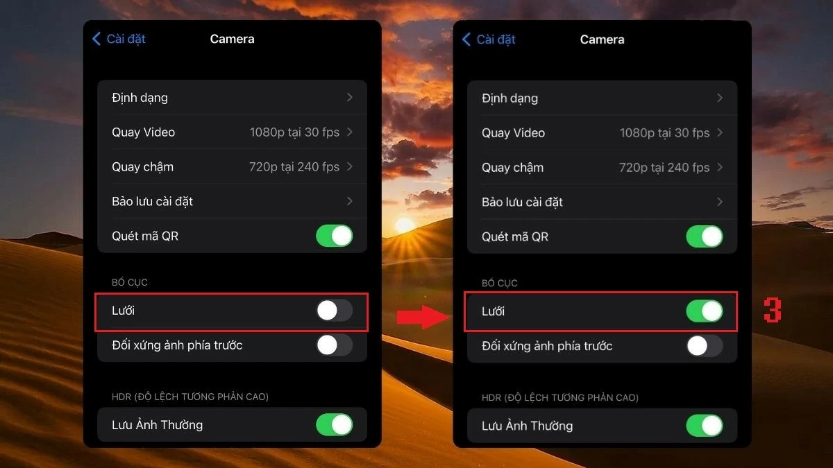 Bật lưới camera iPhone đơn giản và dễ thực hiện nhất Bật lưới camera iPhone đơn giản và dễ thực hiện nhất