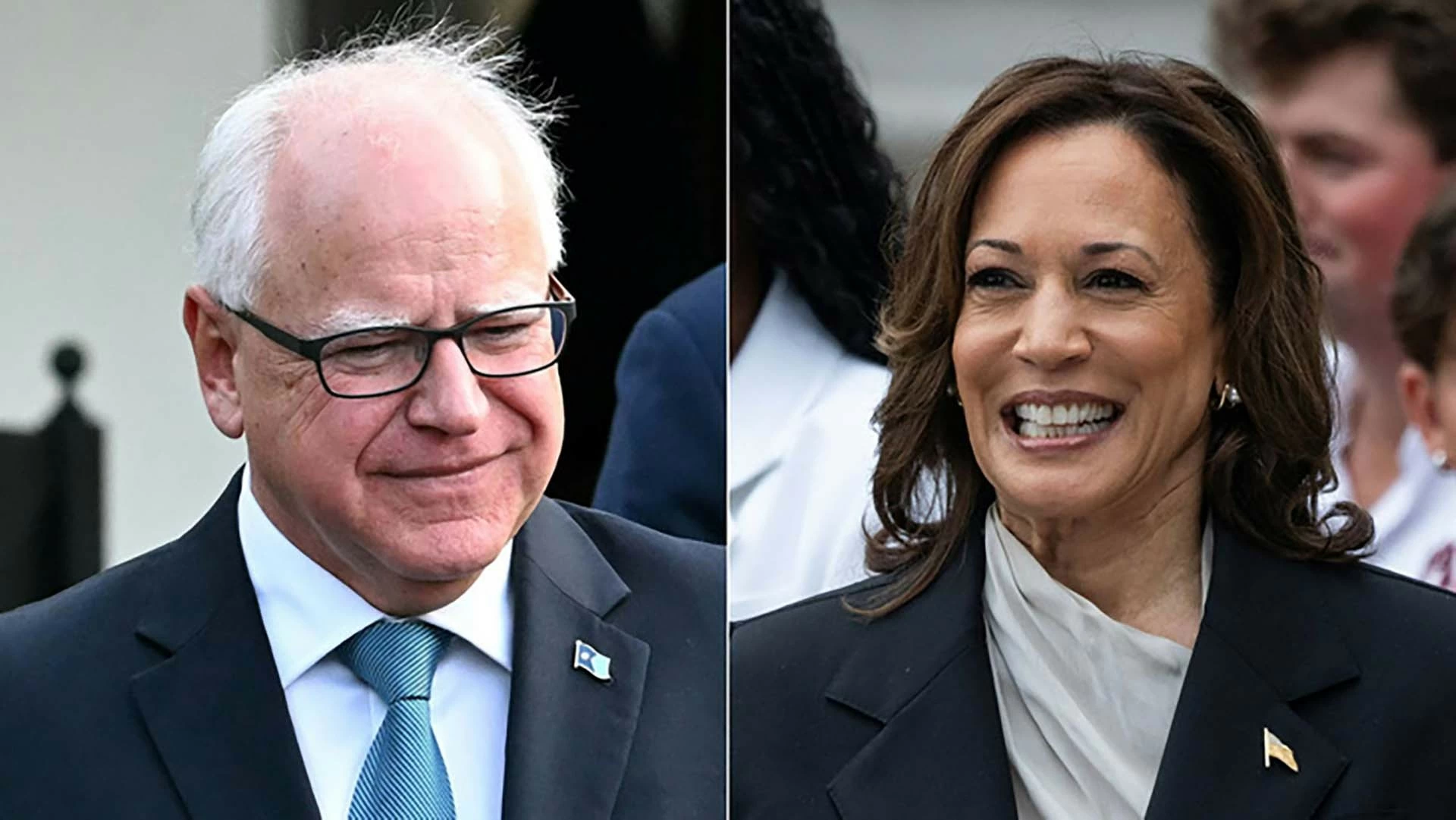 Bà Kamala Harris và “phó tướng” Tim Walz. (Nguồn: AFP)