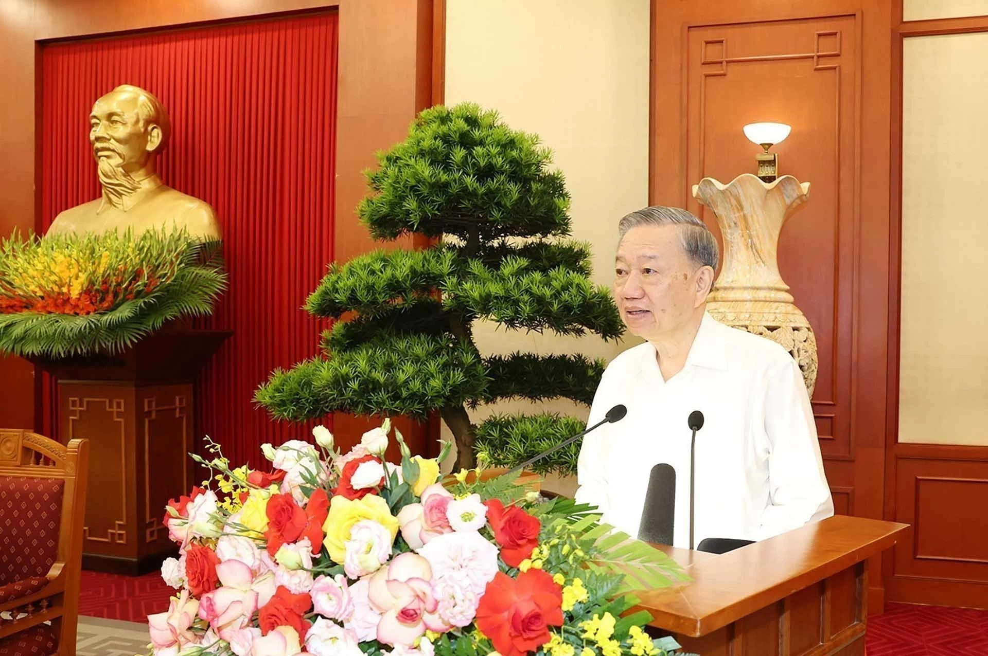 Tổng Bí thư, Chủ tịch nước Tô Lâm phát biểu tại buổi gặp mặt. (Nguồn: TTXVN) Tổng Bí thư, Chủ tịch nước Tô Lâm phát biểu tại buổi gặp mặt. (Nguồn: TTXVN)