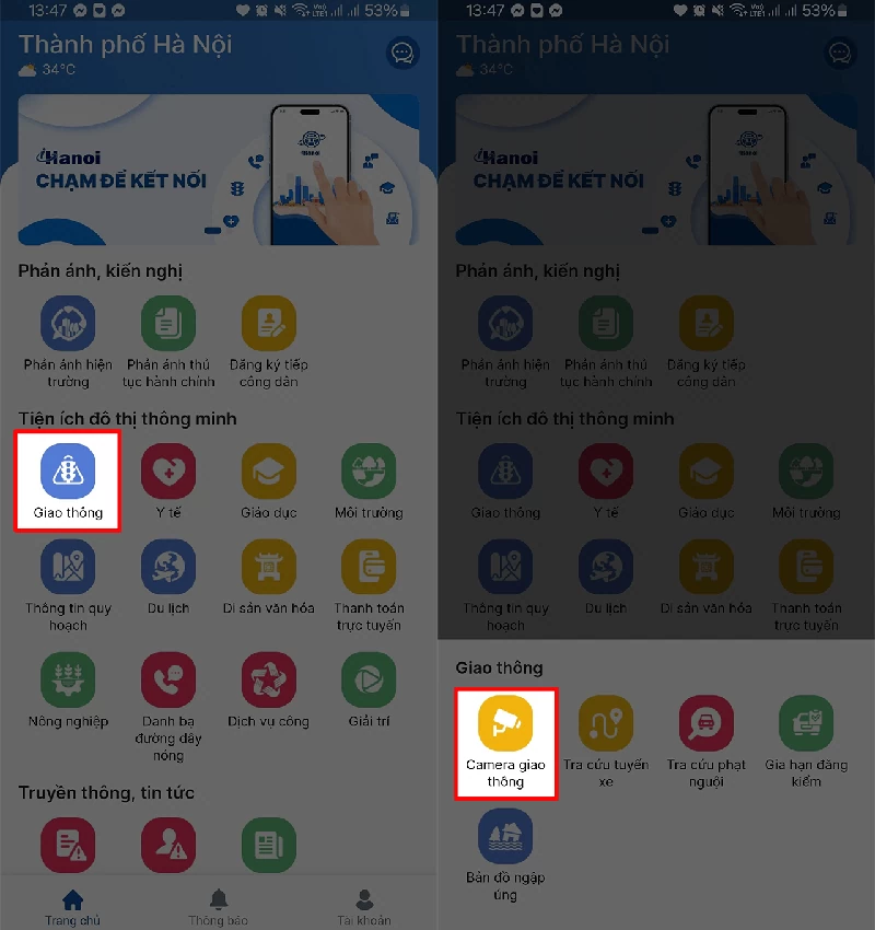 Xem camera giao thông ở Hà Nội cực dễ dàng trên điện thoại Xem camera giao thông ở Hà Nội cực dễ dàng trên điện thoại