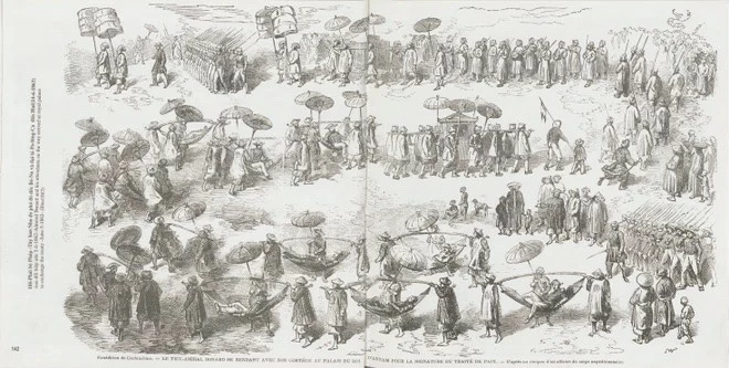 Phái bộ Pháp-Tây Ban Nha. (Nguồn: Việt Nam trong quá khứ qua tranh khắc Pháp) Phái bộ Pháp-Tây Ban Nha. (Nguồn: Việt Nam trong quá khứ qua tranh khắc Pháp)