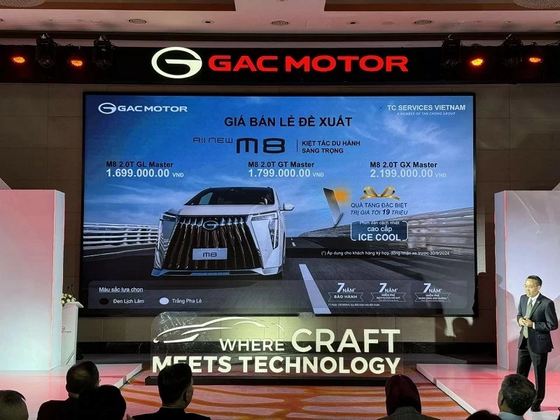 Giá xe GAC M8 được công bố tại sự kiện ra mắt. Giá xe GAC M8 được công bố tại sự kiện ra mắt.