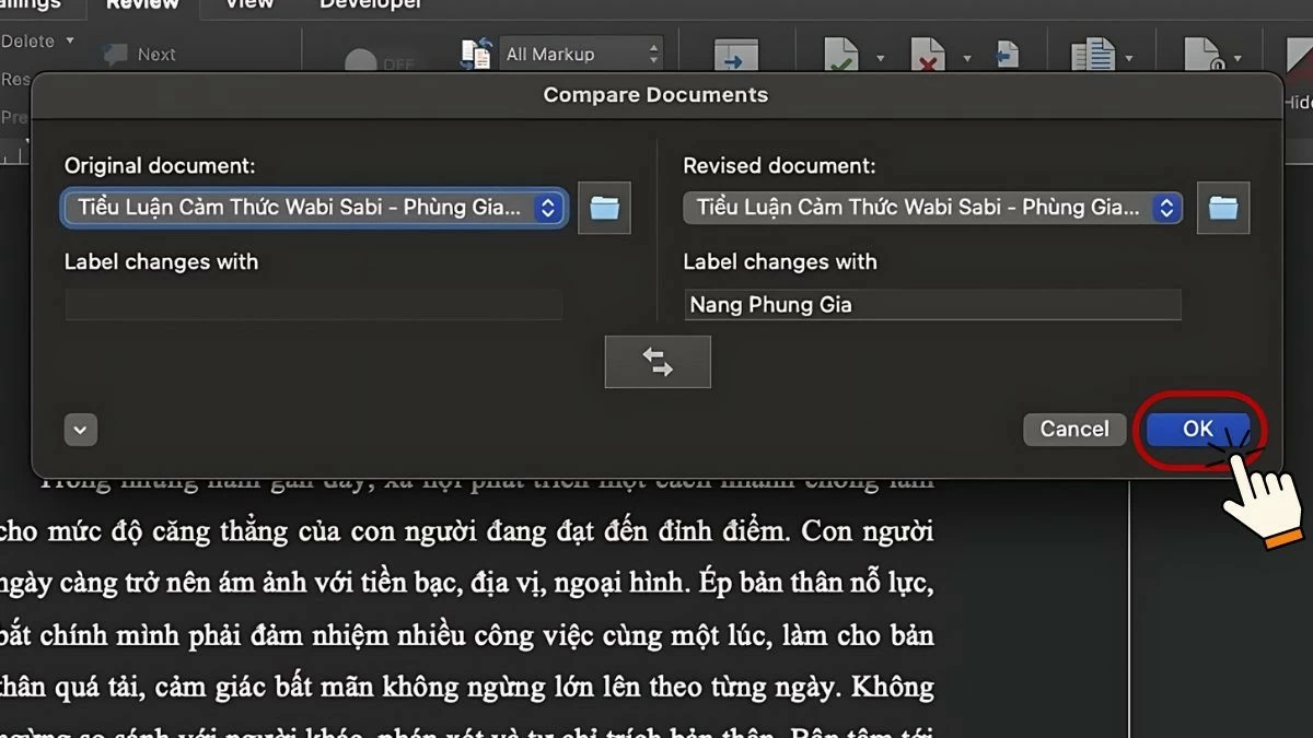Tìm điểm khác nhau giữa 2 file Word nhanh chóng Tìm điểm khác nhau giữa 2 file Word nhanh chóng