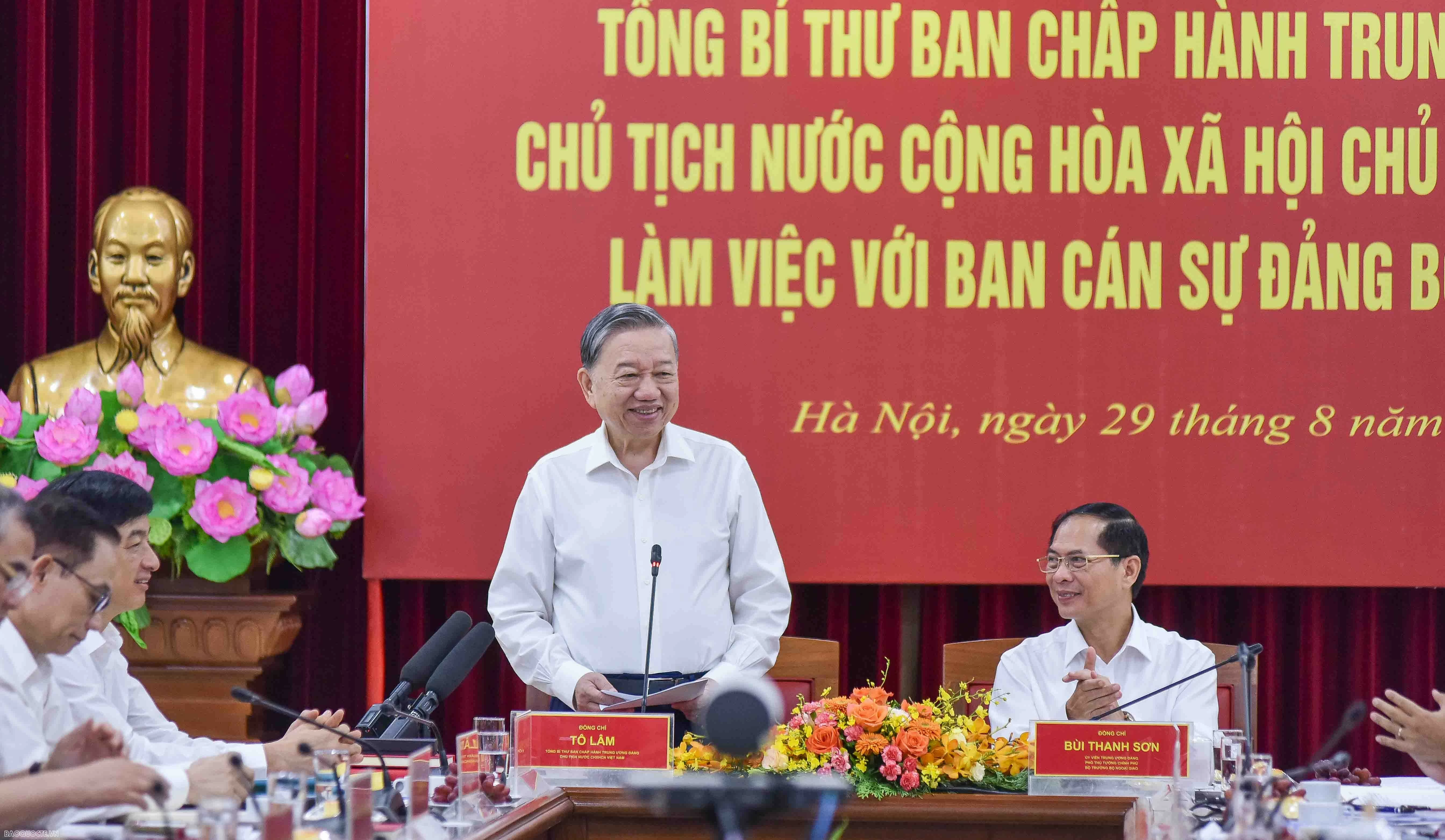 Tổng Bí thư, Chủ tịch nước Tô Lâm làm việc với Ban cán sự đảng Bộ Ngoại giao Tổng Bí thư, Chủ tịch nước: Ngoại giao Việt Nam phải vươn lên những tầm cao mới
