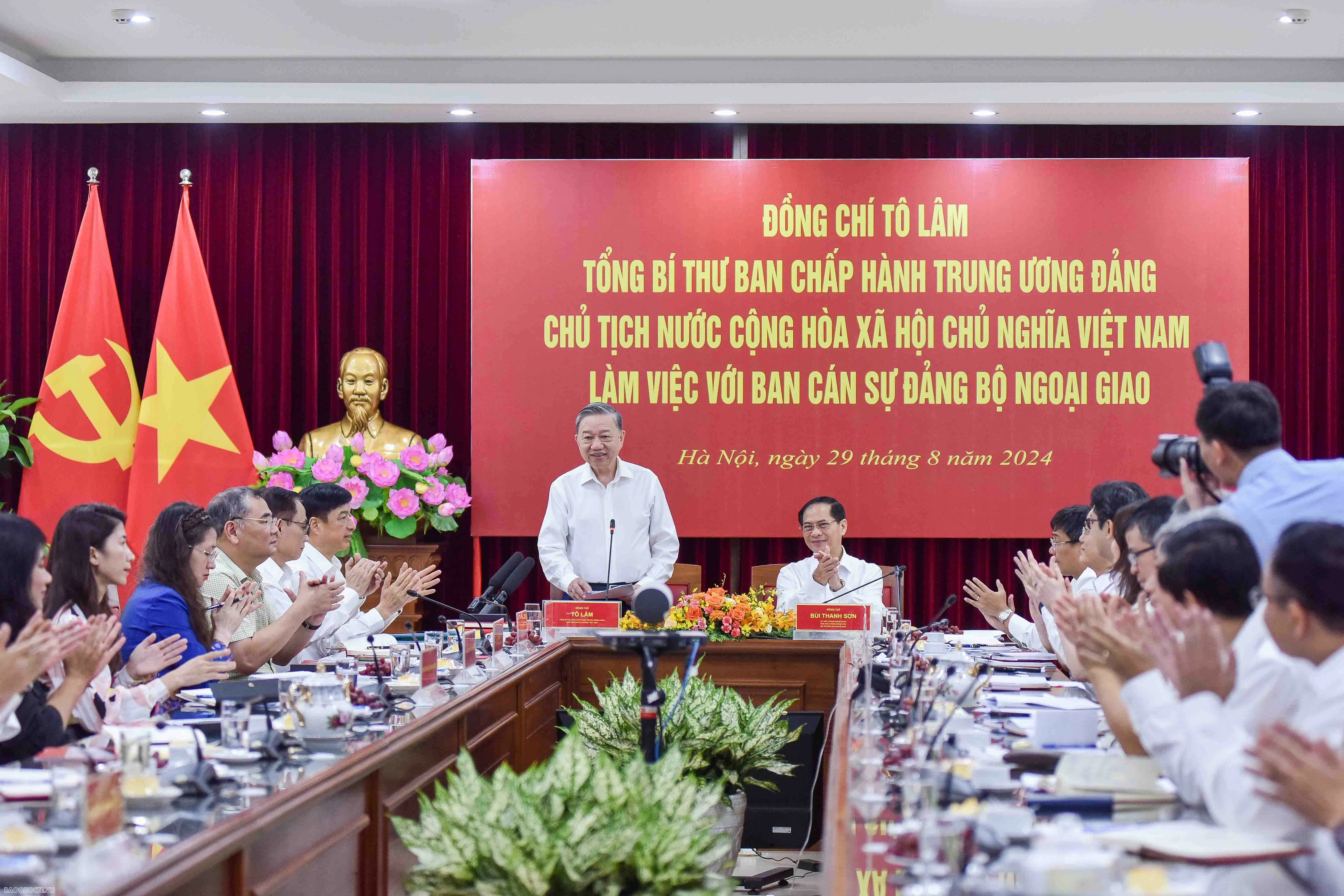 Tổng Bí thư, Chủ tịch nước Tô Lâm làm việc với Ban cán sự đảng Bộ Ngoại giao Tổng Bí thư, Chủ tịch nước: Ngoại giao Việt Nam phải vươn lên những tầm cao mới