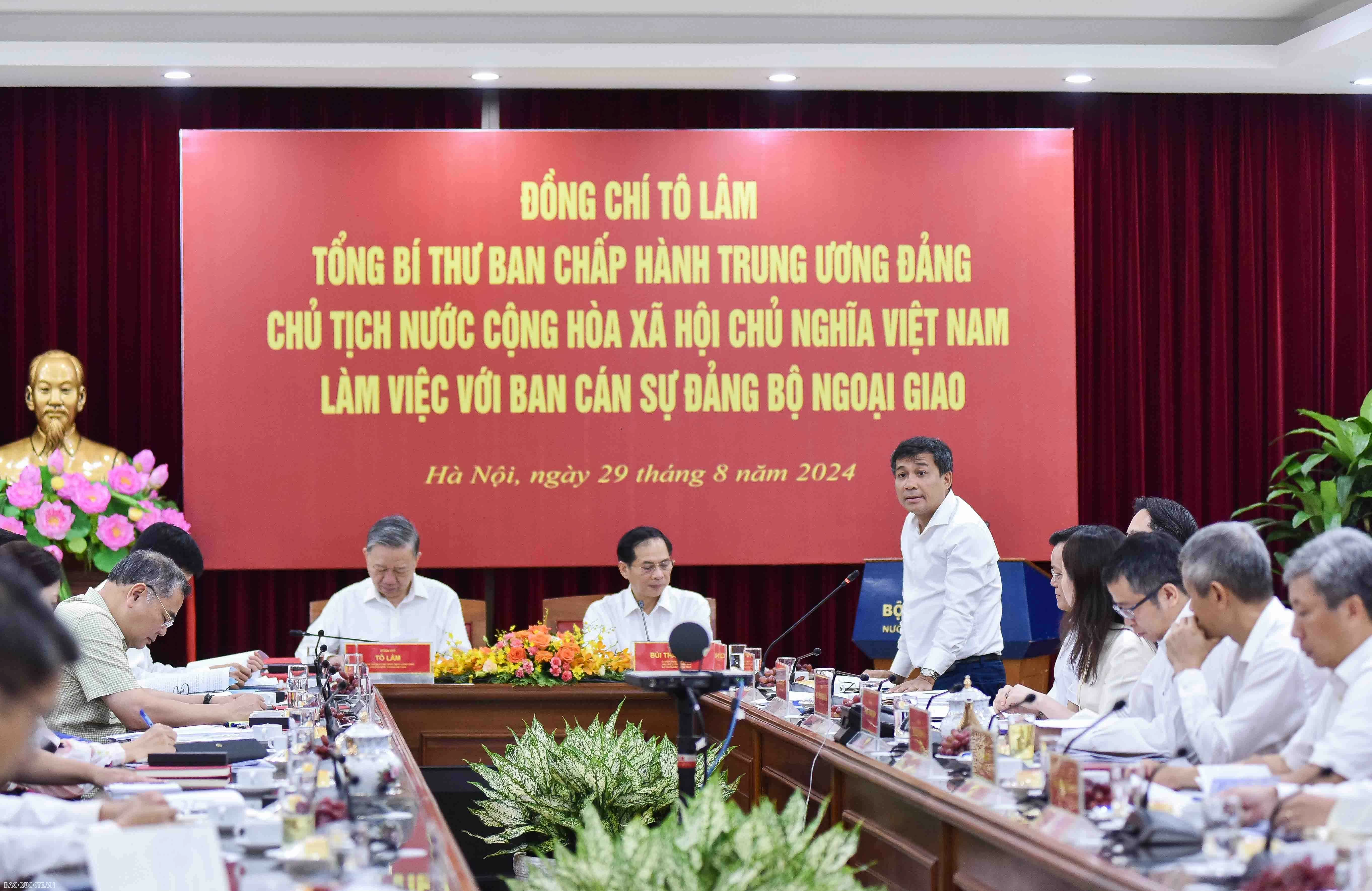Tổng Bí thư, Chủ tịch nước Tô Lâm làm việc với Ban cán sự đảng Bộ Ngoại giao Tổng Bí thư, Chủ tịch nước Tô Lâm làm việc với Ban cán sự đảng Bộ Ngoại giao