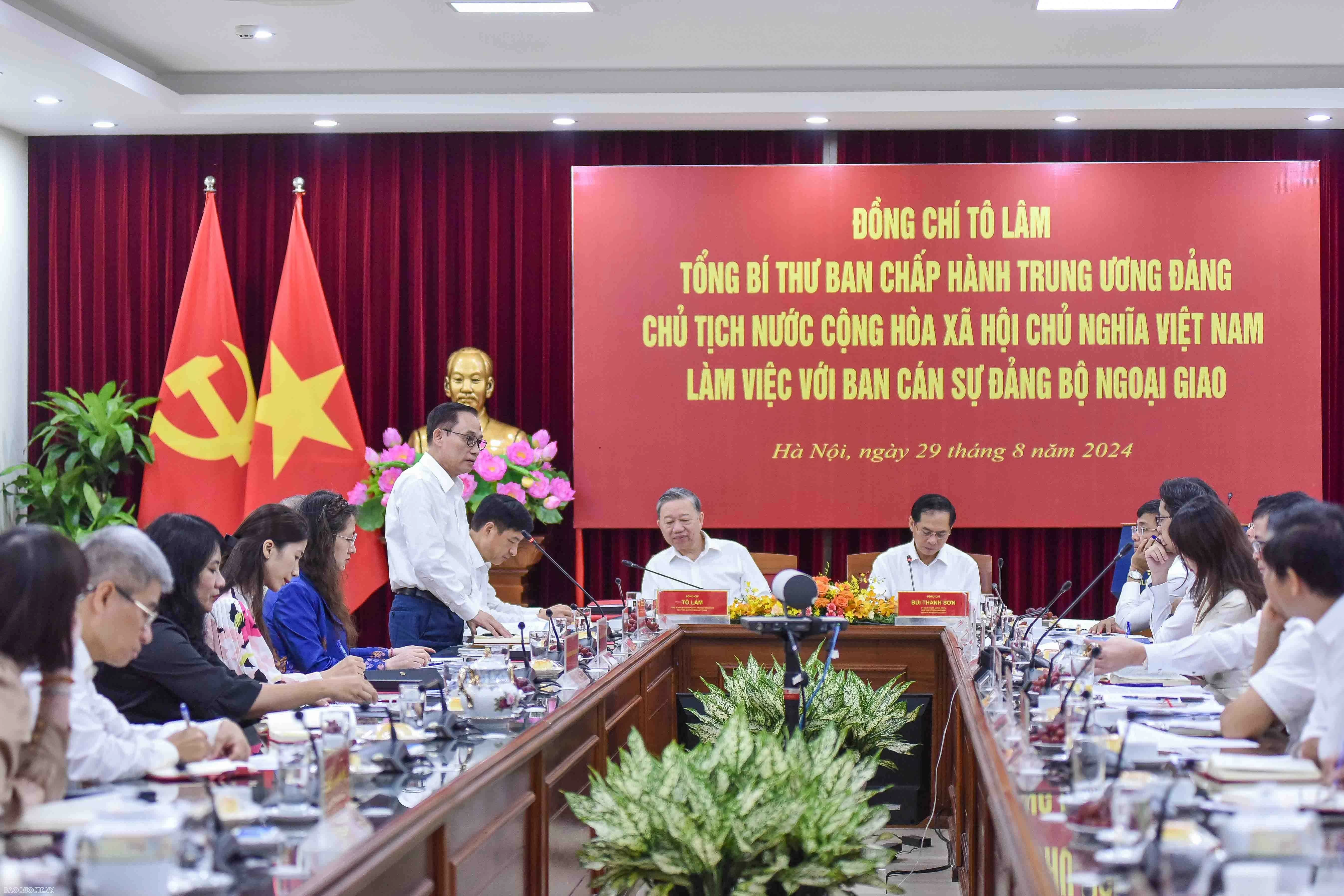 Tổng Bí thư, Chủ tịch nước Tô Lâm làm việc với Ban cán sự đảng Bộ Ngoại giao Tổng Bí thư, Chủ tịch nước Tô Lâm làm việc với Ban cán sự đảng Bộ Ngoại giao