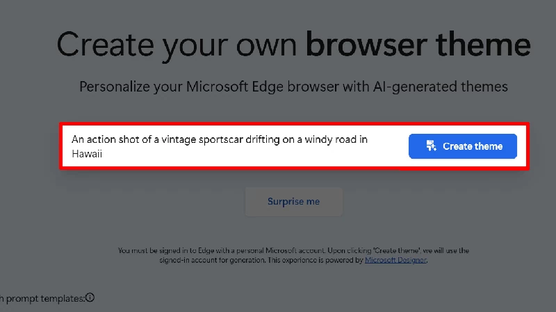 Tạo theme bằng AI cho Microsoft Edge trên máy tính siêu thú vị Tạo theme bằng AI cho Microsoft Edge trên máy tính siêu thú vị