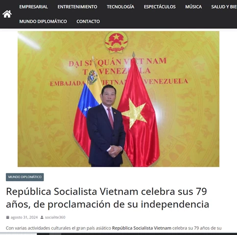 Venezuela ca ngợi những thành tựu vĩ đại của Cách mạng Việt Nam Venezuela ca ngợi những thành tựu vĩ đại của Cách mạng Việt Nam