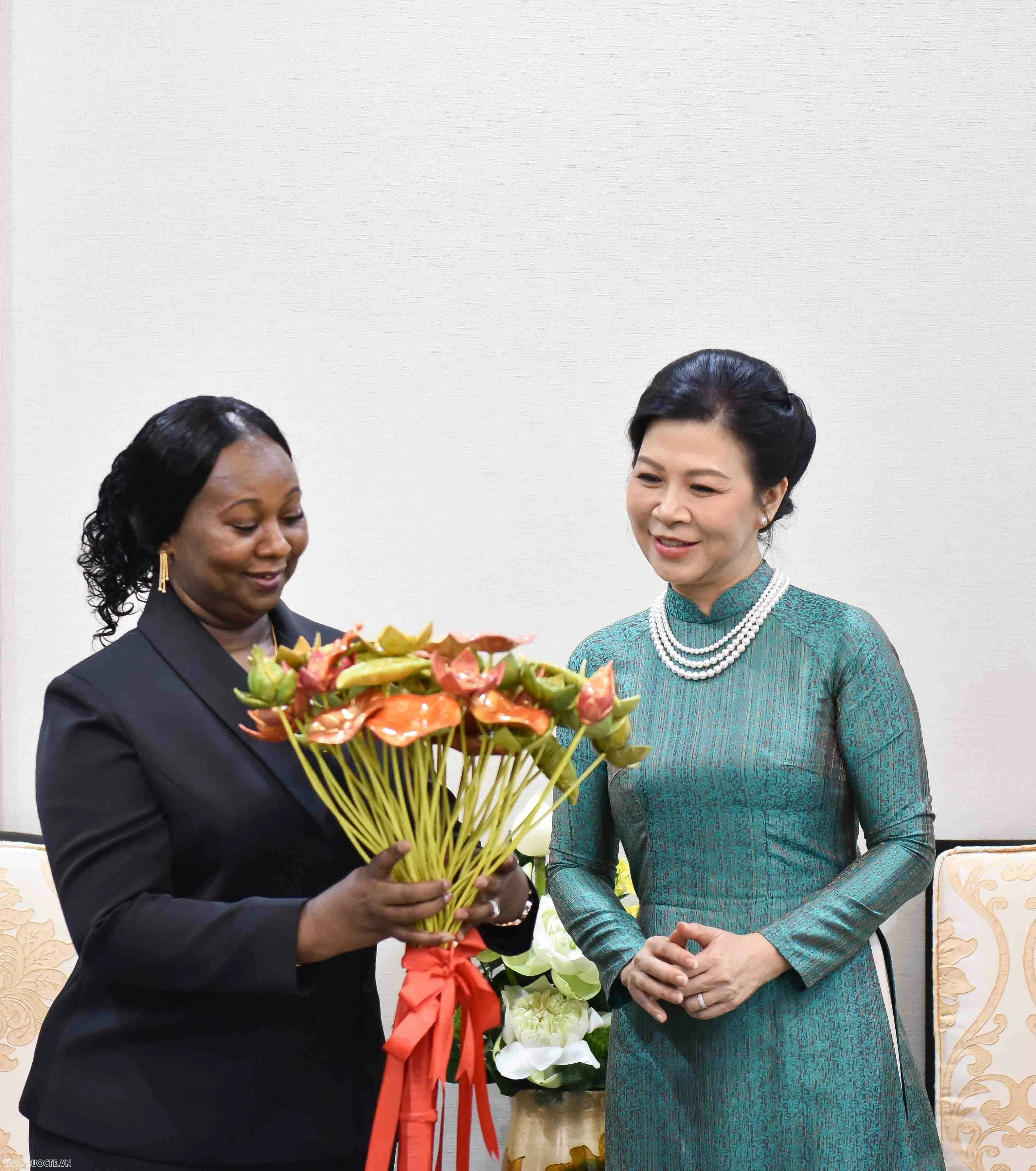 Hai phu nhân Việt Nam và Guinea-Bissau thưởng thức tiệc trà Hai phu nhân Việt Nam và Guinea Bissau thưởng thức tiệc trà