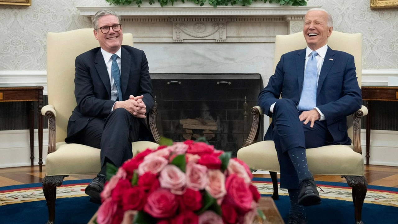 Thủ tướng Anh Keir Starmer và Tổng thống Mỹ Joe Biden tại Nhà Trắng ngày 10/7. (Nguồn: AP) Thủ tướng Anh Keir Starmer và Tổng thống Mỹ Joe Biden tại Nhà Trắng ngày 10/7. (Nguồn: AP)