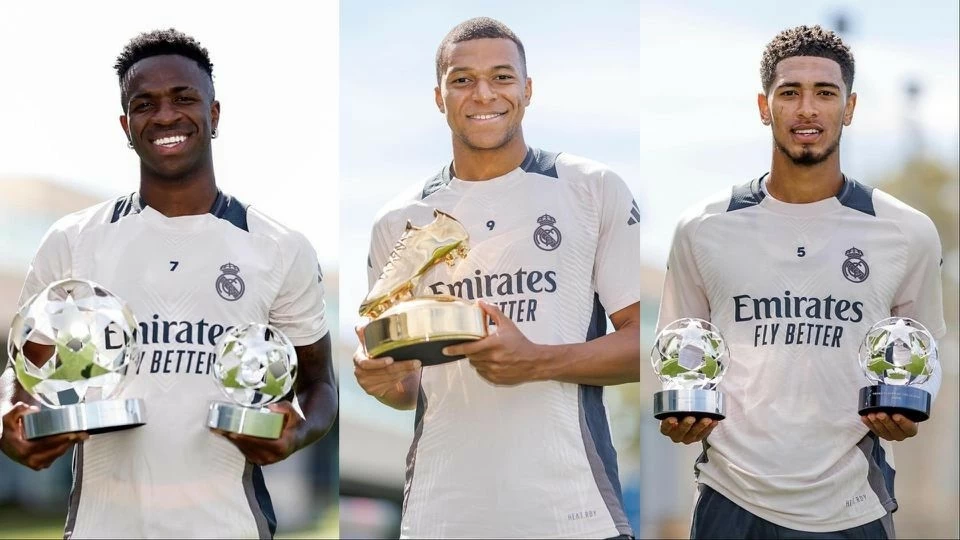 Champions League 2023/24: Vinicius, Mbappe và Bellingham tươi rói nhận giải của UEFA Champions League 2023/24: Vinicius, Mbappe và Bellingham tươi rói nhận giải của UEFA