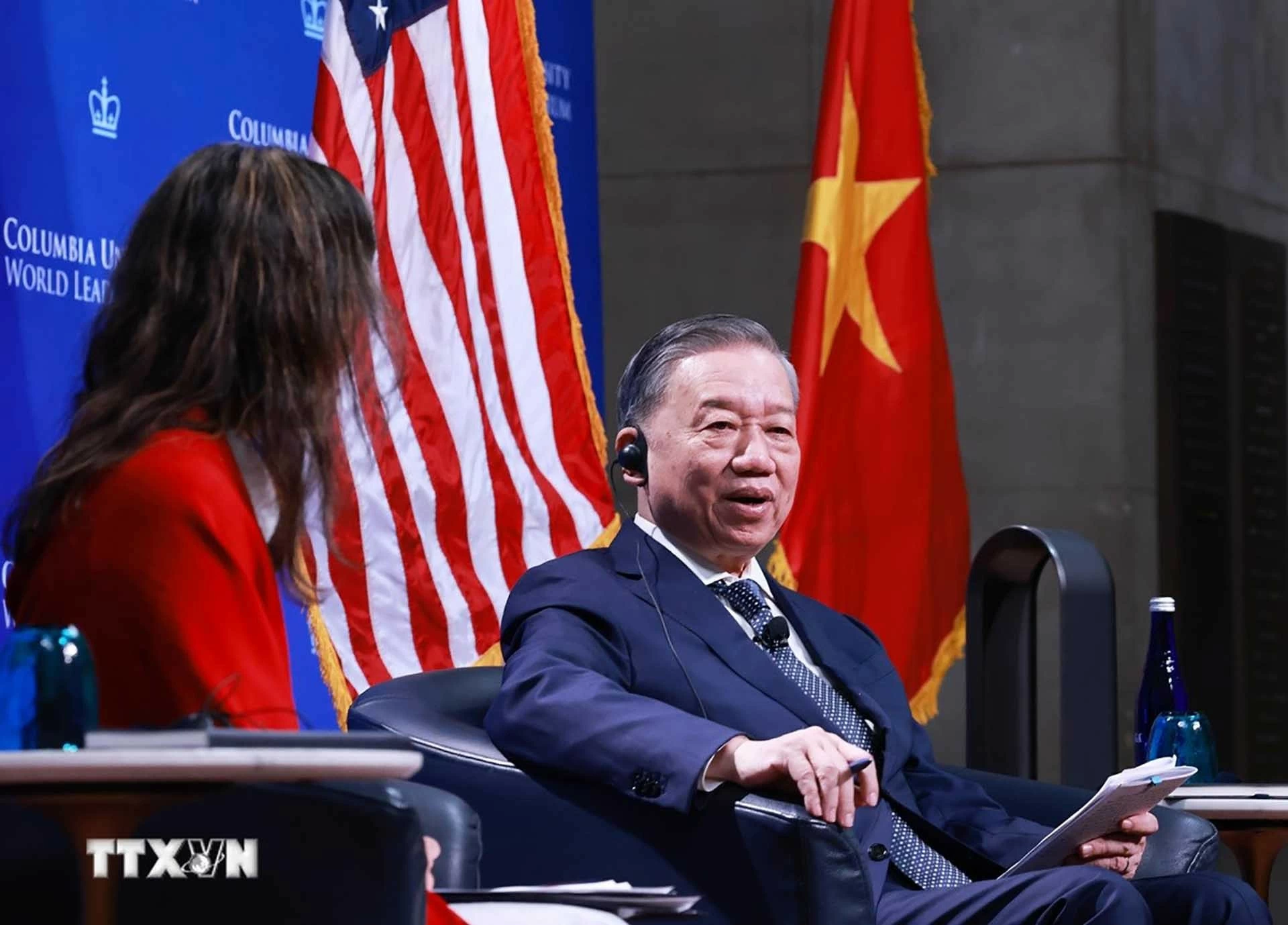 Tổng Bí thư, Chủ tịch nước Tô Lâm nói chuyện với sinh viên Đại học Columbia. (Nguồn: TTXVN) Tổng Bí thư, Chủ tịch nước Tô Lâm nói chuyện với sinh viên Đại học Columbia. (Nguồn: TTXVN)
