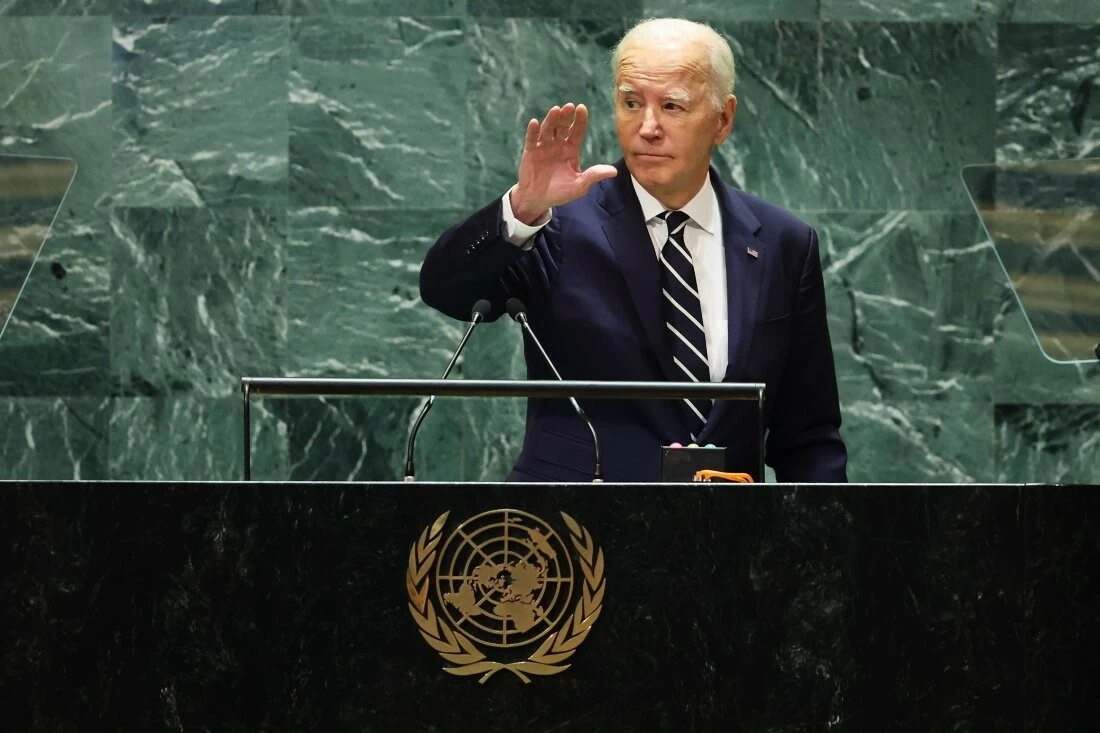 Tổng thống Mỹ Joe Biden phát biểu tại Đại hội đồng Liên hợp quốc khóa 79, ngày 24/9/2024. (Nguồn: Getty Images) Tổng thống Mỹ Joe Biden phát biểu tại Đại hội đồng Liên hợp quốc khóa 79, ngày 24/9/2024. (Nguồn: Getty Images)