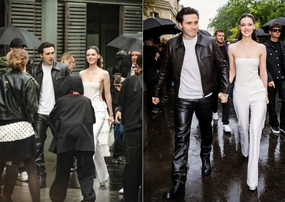 Vợ chồng Brooklyn Beckham cùng nhau tới xem show của nhà mốt Courrèges trong khuôn khổ Tuần lễ thời trang Paris. Vợ chồng Brooklyn Beckham cùng nhau tới xem show của nhà mốt Courrèges trong khuôn khổ Tuần lễ thời trang Paris.