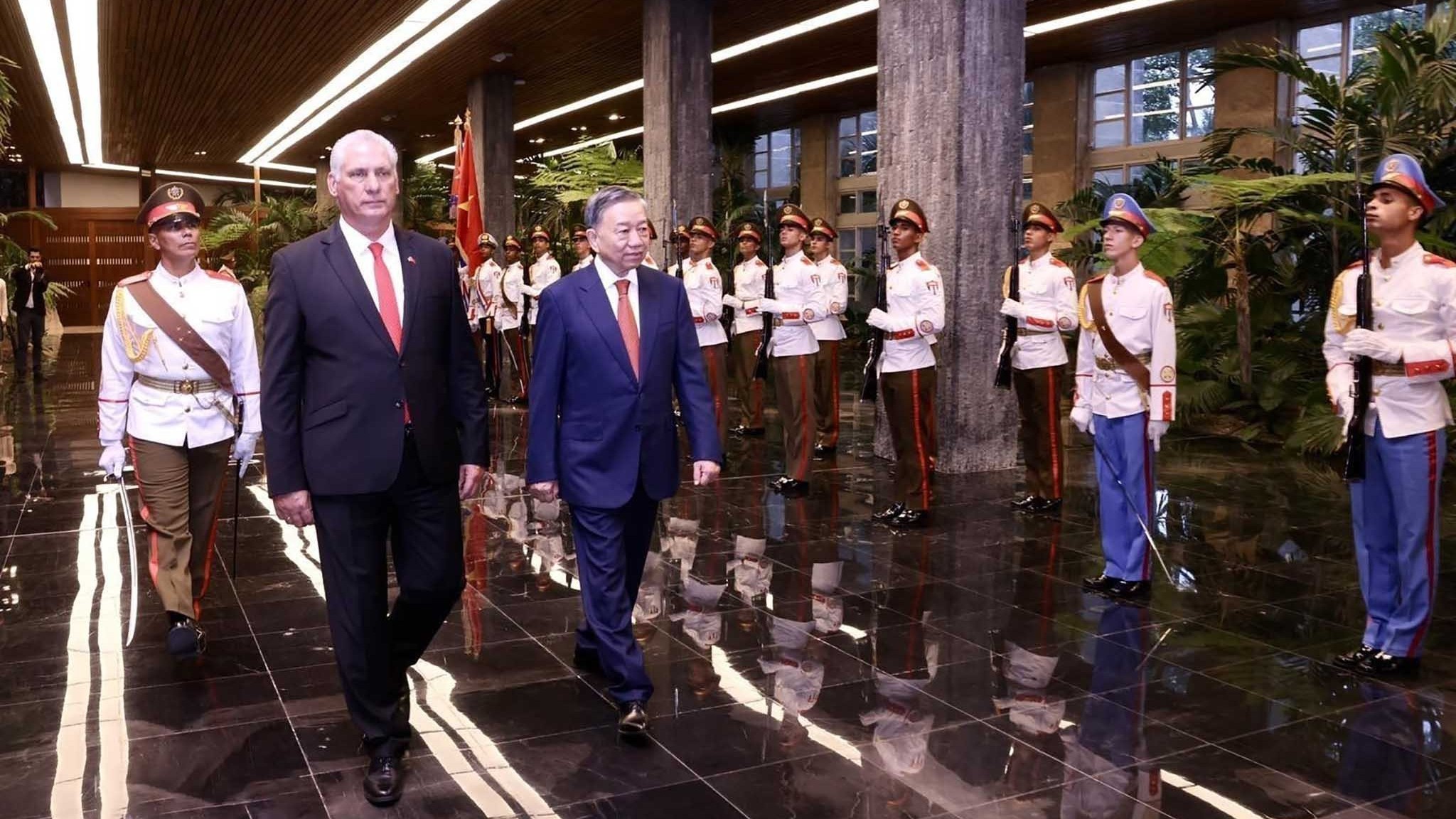 Bí thư thứ nhất, Chủ tịch nước Cuba chủ trì lễ đón chính thức Tổng Bí thư, Chủ tịch nước Tô Lâm