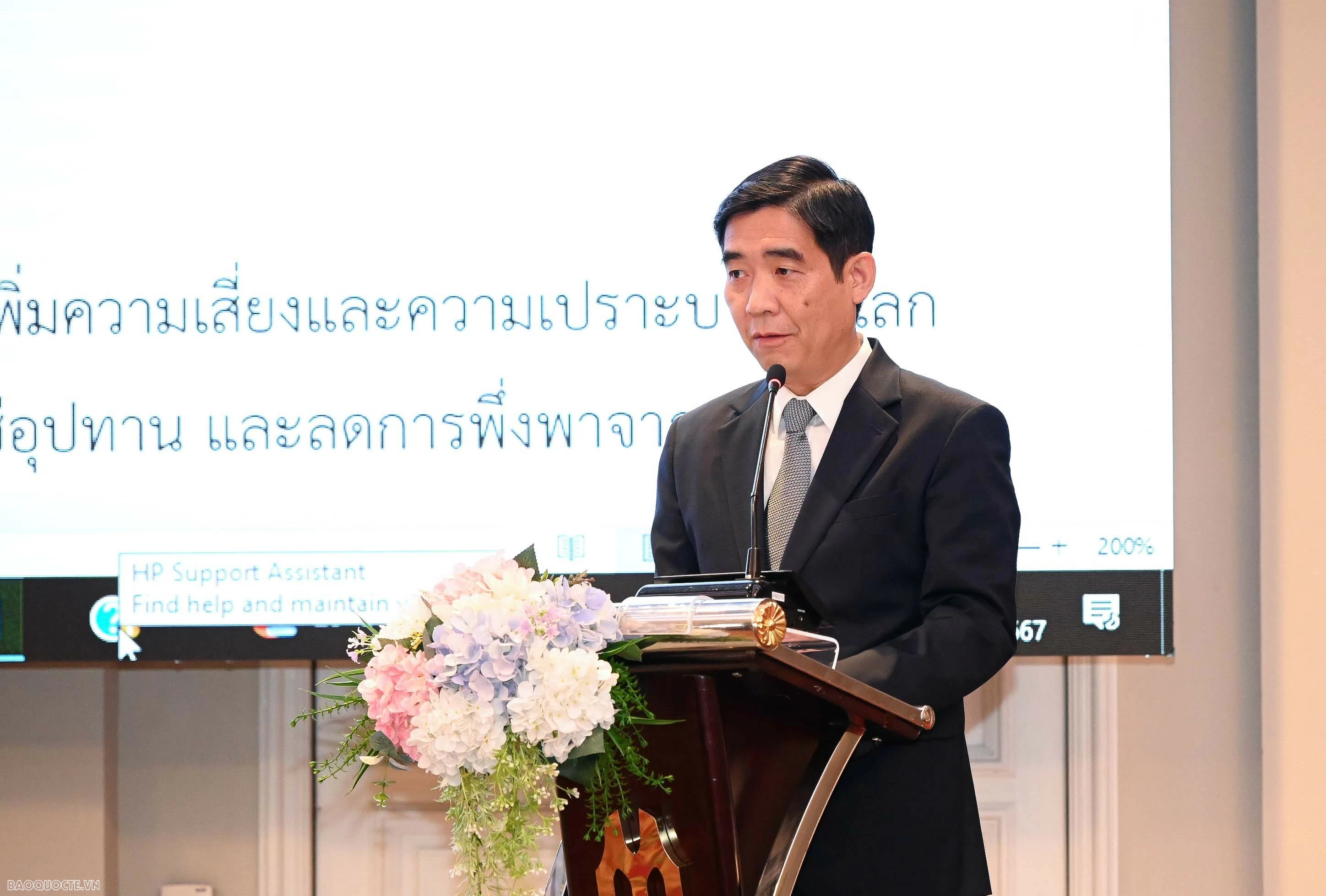 Hội thảo về thúc đẩy hợp tác Việt Nam-Thái Lan thông qua Chiến lược “Ba kết nối”, ngày 26/9/2024. (Nguồn: Đại sứ quán Việt Nam tại Thái Lan) Hội thảo về thúc đẩy hợp tác Việt Nam-Thái Lan thông qua Chiến lược “Ba kết nối”, ngày 26/9/2024. (Nguồn: Đại sứ quán Việt Nam tại Thái Lan)