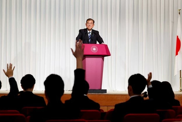Ông Ishiba Shigeru phát biểu tại họp báo tại thủ đô Tokyo, Nhật Bản ngày 17/9. (Nguồn: Getty Images) Ông Ishiba Shigeru phát biểu tại họp báo tại thủ đô Tokyo, Nhật Bản ngày 17/9. (Nguồn: Getty Images)