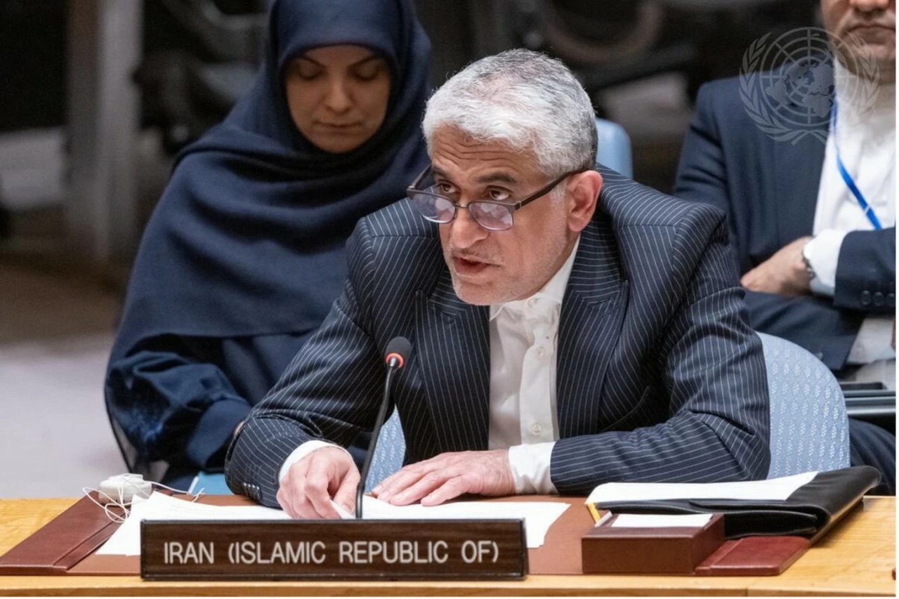 Amir Saeid Iravani, Đại diện thường trực của Cộng hòa Hồi giáo Iran, phát biểu tại cuộc họp của Hội đồng Bảo an về tình hình ở Trung Đông. (Nguồn: UN) Amir Saeid Iravani, Đại diện thường trực của Cộng hòa Hồi giáo Iran, phát biểu tại cuộc họp của Hội đồng Bảo an về tình hình ở Trung Đông. (Nguồn: UN)