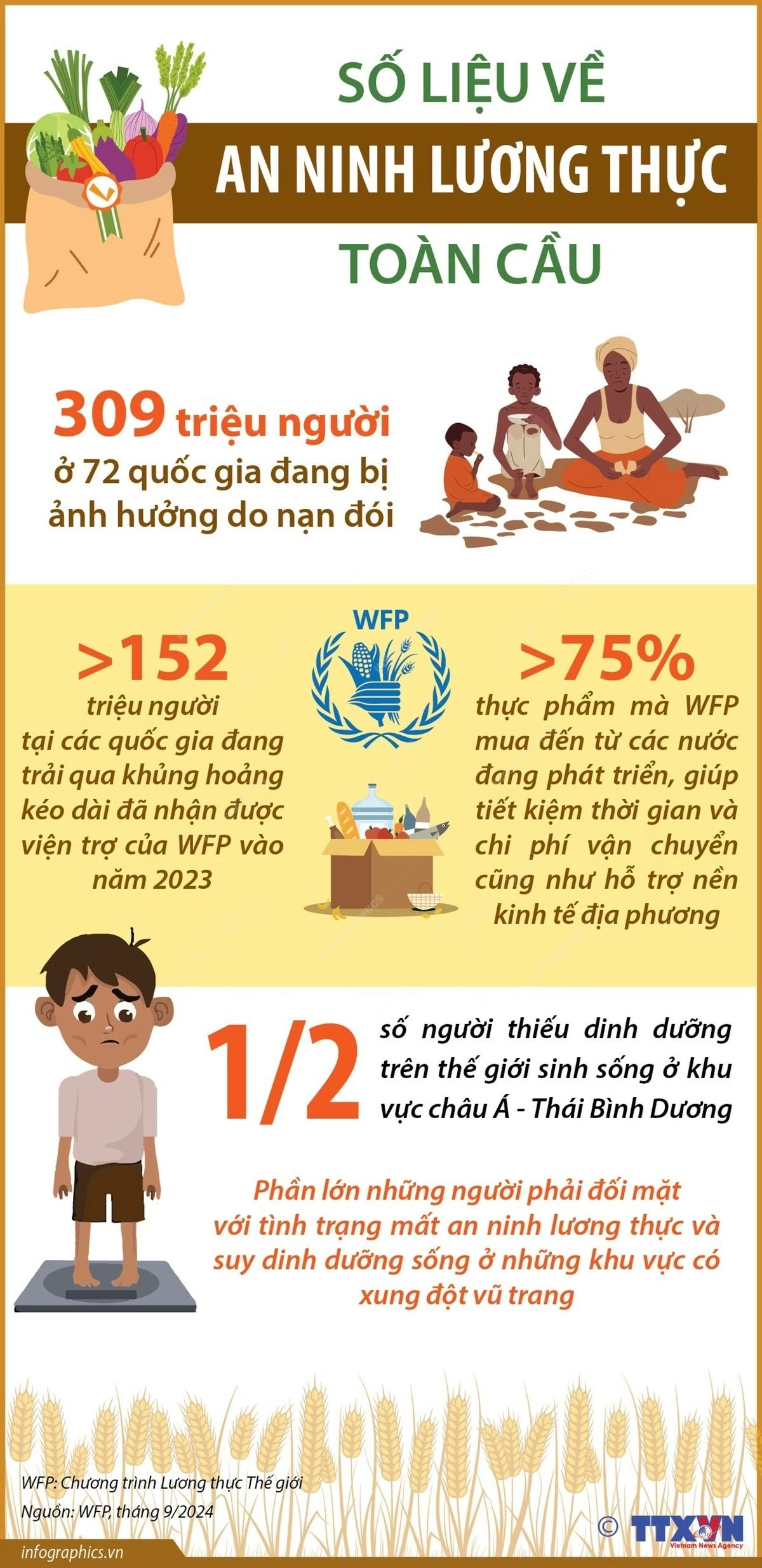 Số liệu về an ninh lương thực toàn cầu. (Nguồn: TTXVN) Số liệu về an ninh lương thực toàn cầu. (Nguồn: TTXVN)