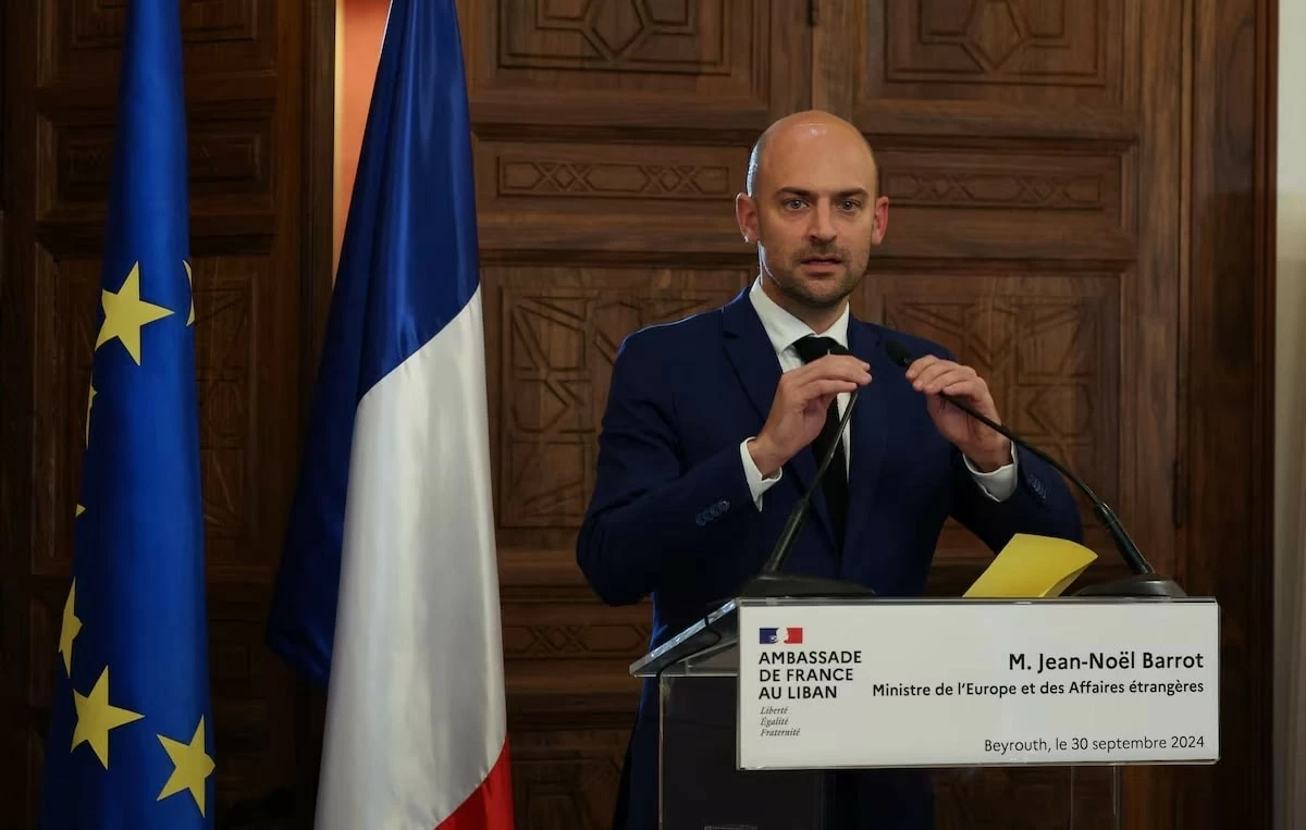 Bộ trưởng Ngoại giao Pháp Jean-Noel Barrot phát biểu trong một cuộc họp báo ở Beirut, Lebanon ngày 30/9. (Nguồn: Reuters) Bộ trưởng Ngoại giao Pháp Jean-Noel Barrot phát biểu trong một cuộc họp báo ở Beirut, Lebanon ngày 30/9. (Nguồn: Reuters)