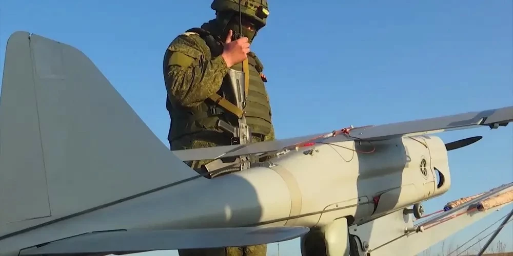 A Russian Orlan-10 drone in use for reconnaissance operations in Ukraine in March 2022. Russian Defense Ministry via Mil.ru A Russian Orlan-10 drone in use for reconnaissance operations in Ukraine in March 2022. Russian Defense Ministry via Mil.ru