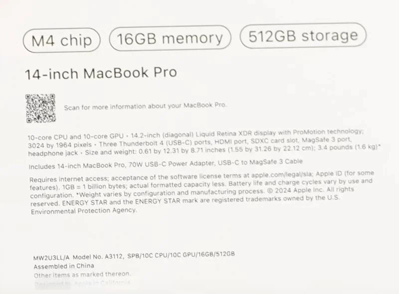 Bao bì sản phẩm được cho là của MacBook Pro 14 inch chip M4 chưa ra mắt của Apple Bao bì sản phẩm được cho là của MacBook Pro 14 inch chip M4 chưa ra mắt của Apple
