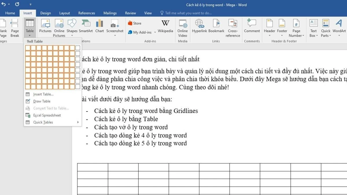 5 cách kẻ ô ly trong Word vô cùng đơn giản và dễ thực hiện nhất 5 cách kẻ ô ly trong Word vô cùng đơn giản và dễ thực hiện nhất