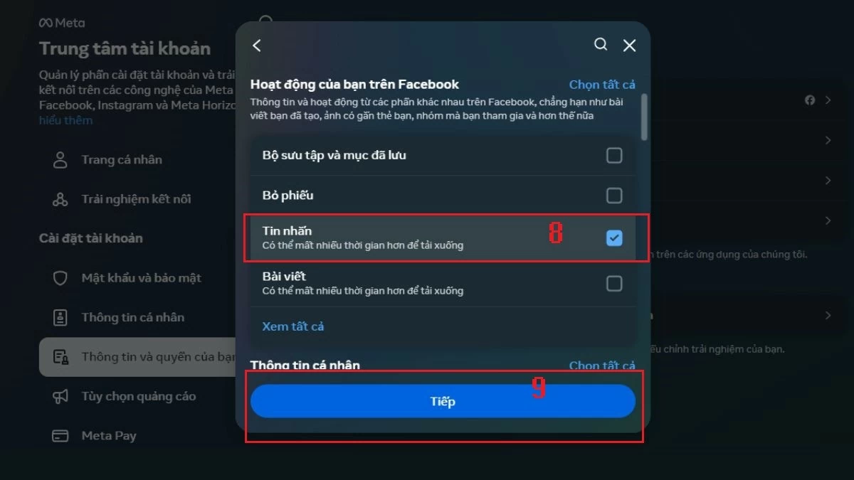 Tải dữ liệu Facebook trên điện thoại, máy tính đơn giản Tải dữ liệu Facebook trên điện thoại, máy tính đơn giản