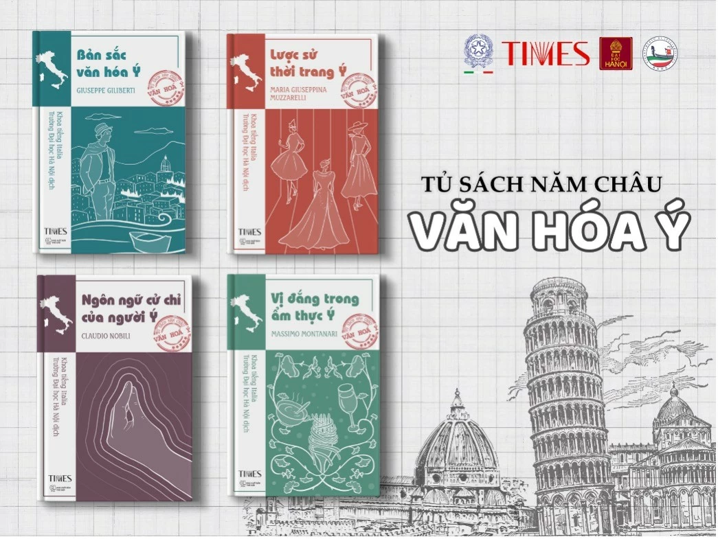 Bộ sách Tủ sách năm châu - Văn hóa Ý do TIMES và Khoa tiếng Italia (Đại học Hà Nội) phối hợp thực hiện, gồm 4 cuốn. Bộ sách Tủ sách năm châu - Văn hóa Ý do TIMES và Khoa tiếng Italia (Đại học Hà Nội) phối hợp thực hiện, gồm 4 cuốn.